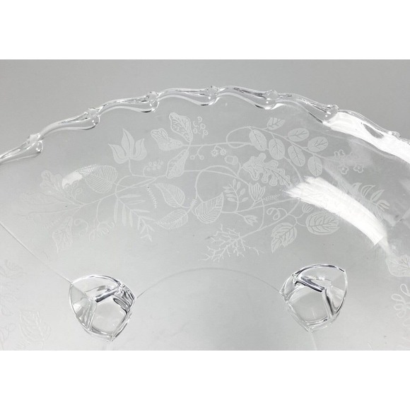 Fostoria LACY LEAF, 3-Footed Open Etched Bon Bon Dish, 7 1/4” - Picture 2 of 4